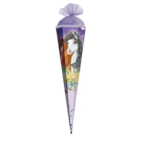 Roth Schultüte Blumenpferde mit Glitter, 85 cm, eckig