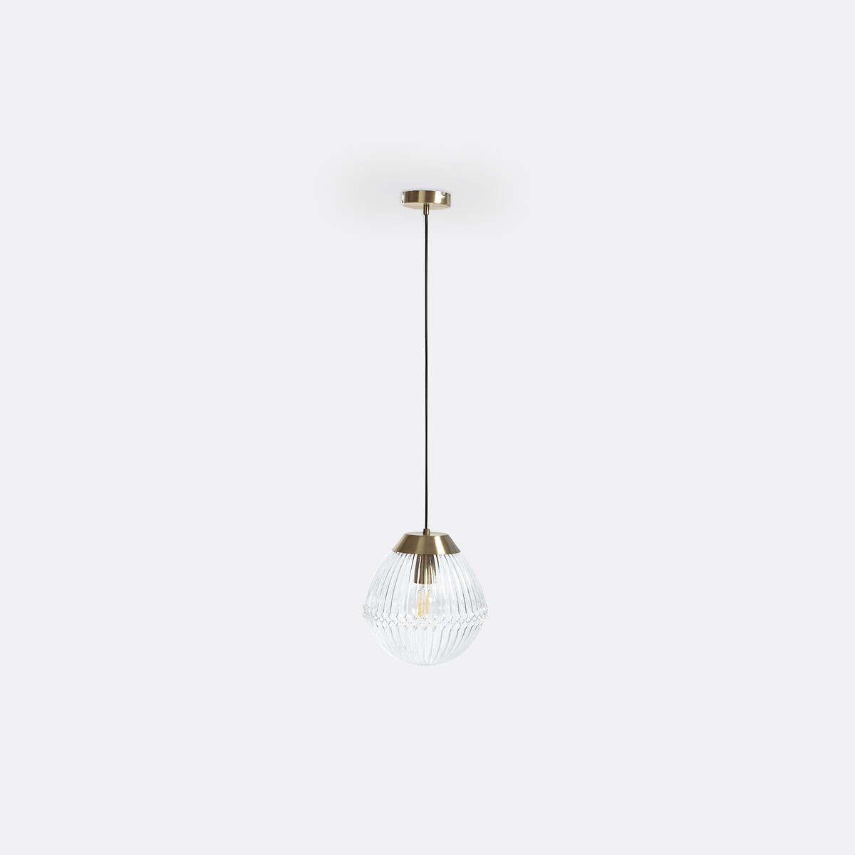 LA REDOUTE INTERIEURS<br>Luminária pendente em latão e vidro canelado Ø26 cm, Ari