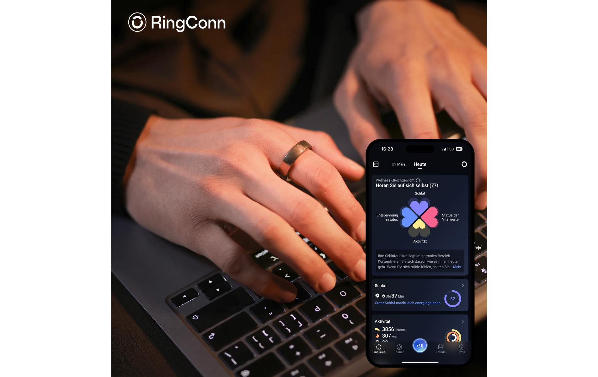 Smart Ring Gen 2 Air Grösse 9 Silber<br>Ultradünner Smart Ring mit Gesundheitsüberwachung
