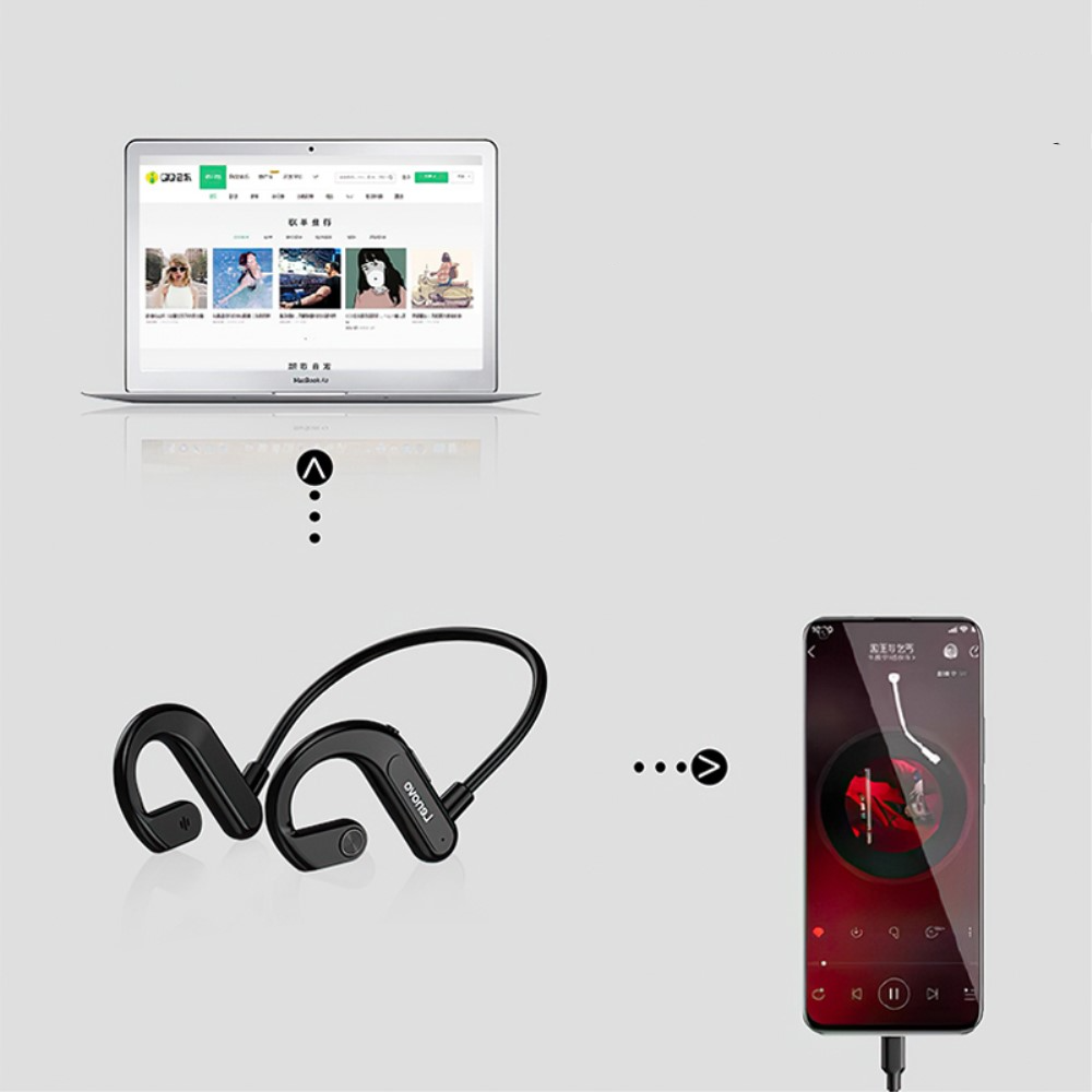 X3 Bluetooth 5.0 Sport Kopfhörer Headset Open-Ear Luftleiter-Technologie Spritzwasserfest (IPX5) - Schwarz