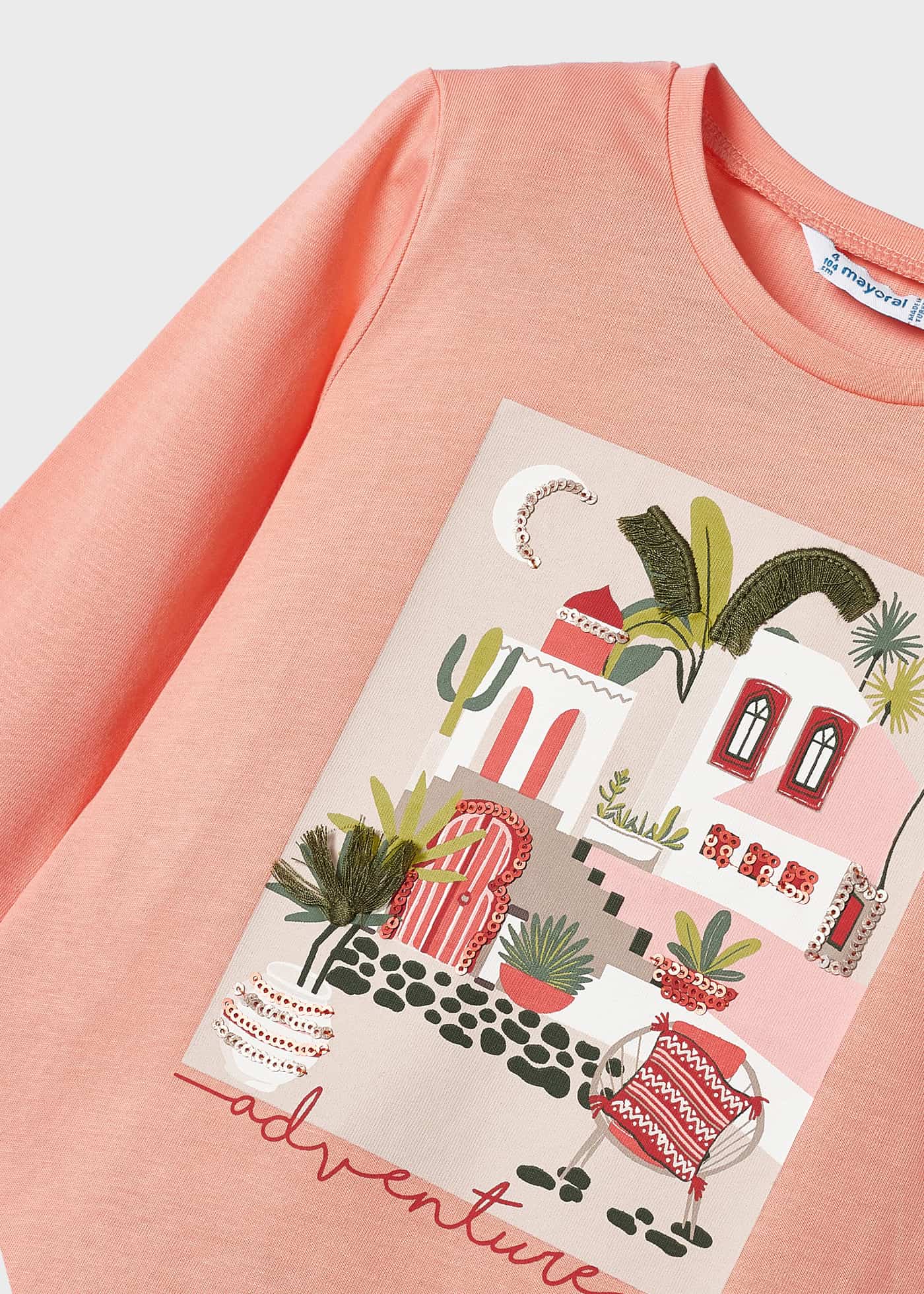 Conjunto de camiseta de manga comprida e elástico de cabelo de algodão para meninas