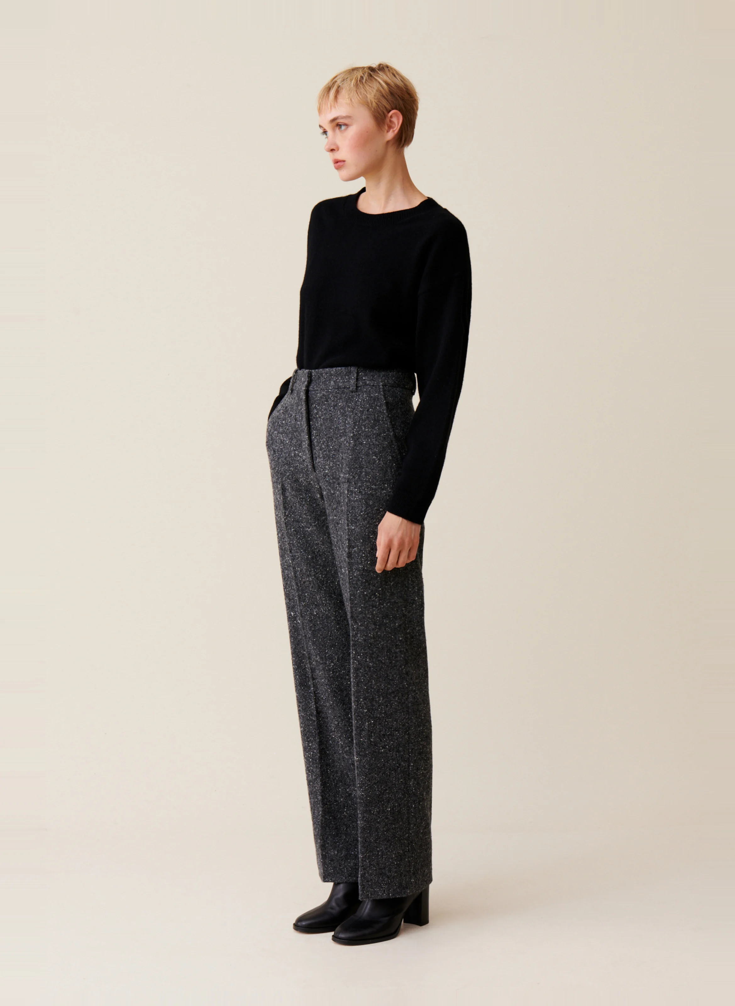 Pantalon à pinces droit | Gris