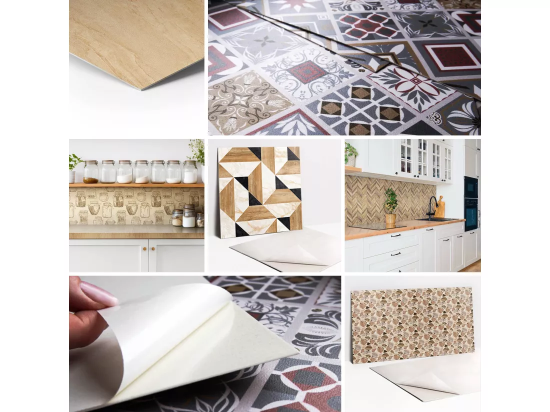 Panneaux muraux en vinyle, Planches en vinyle adhésives - 100x50 cm - Motif floral arabe