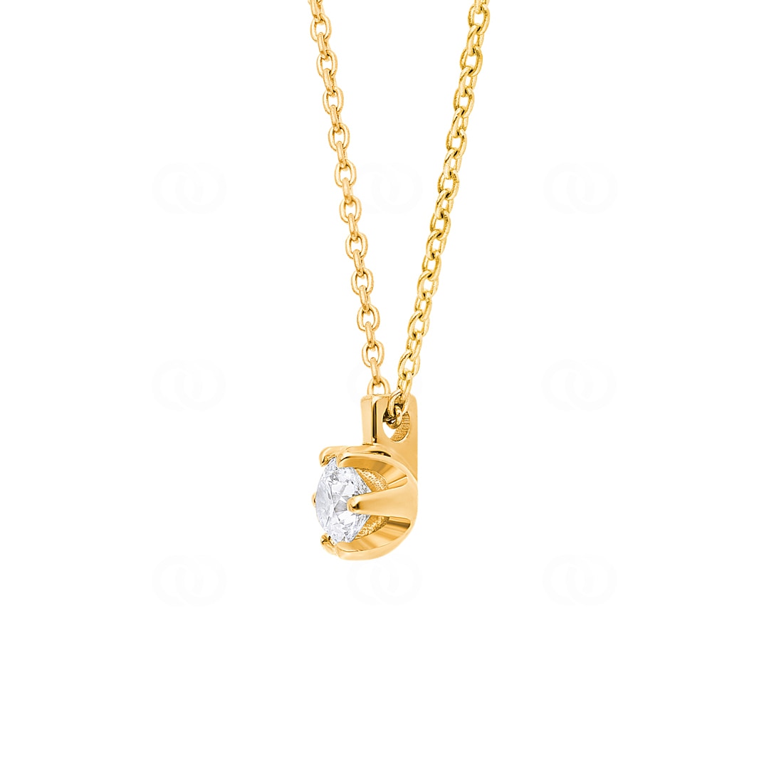 Collier mit Anhänger 750/18 K Gelbgold mit Diamant 0.30 ct H/si in 6-Griff