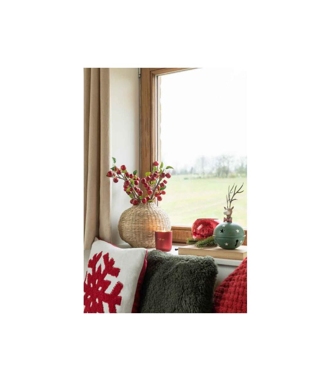 Paris Prix - Décoration De Noël renne Clochette 27cm Vert