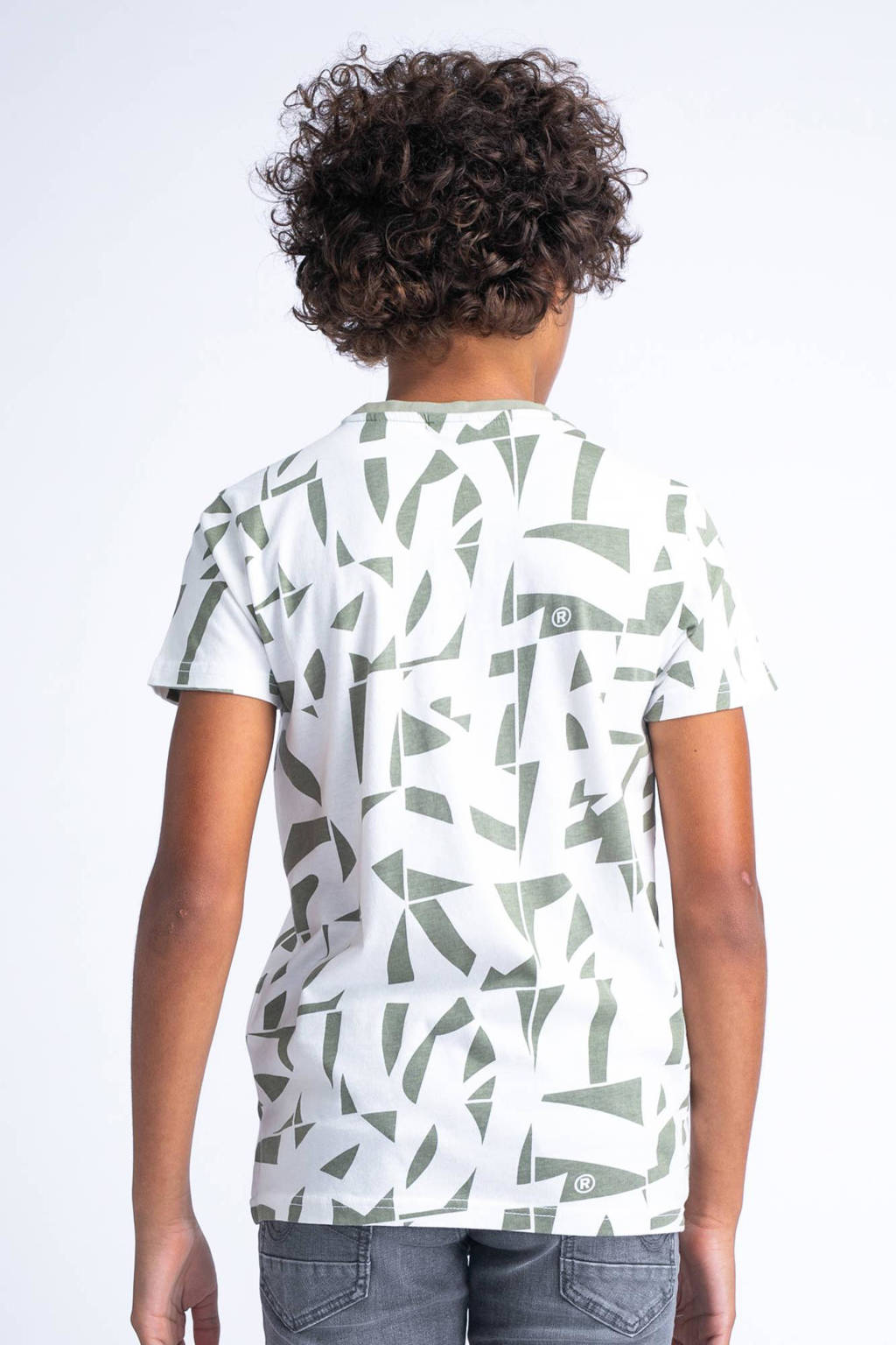 Petrol Industries T-shirt met all over print kaki/wit
