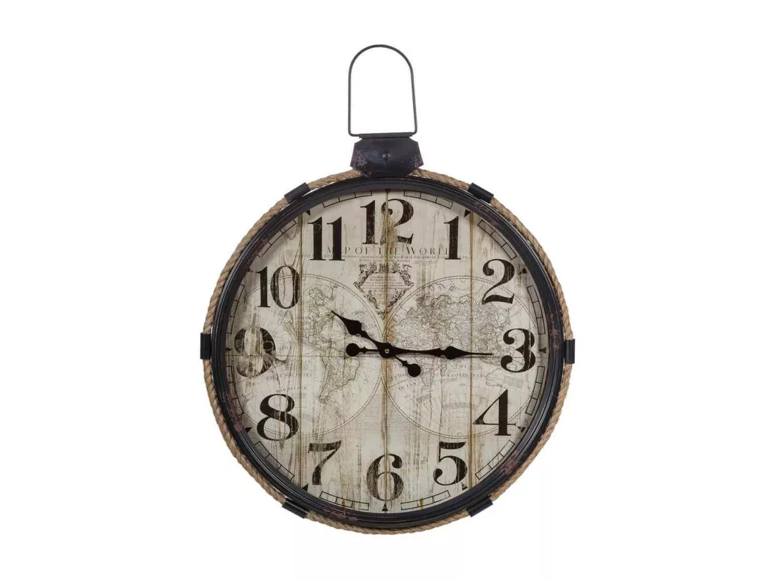 Horloge murale en bois noir 64x69x5h