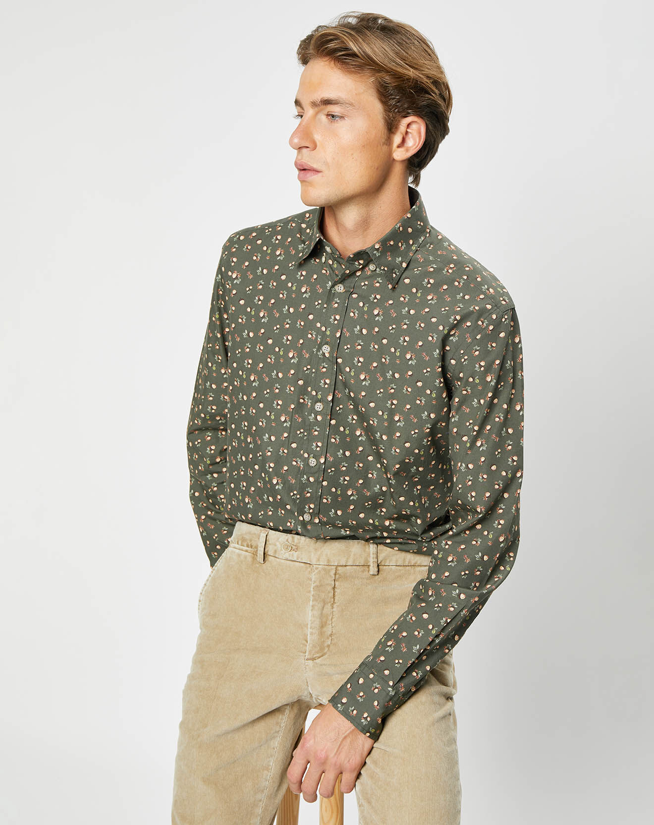Hackett London Chemise Slim Fit imprimée kaki