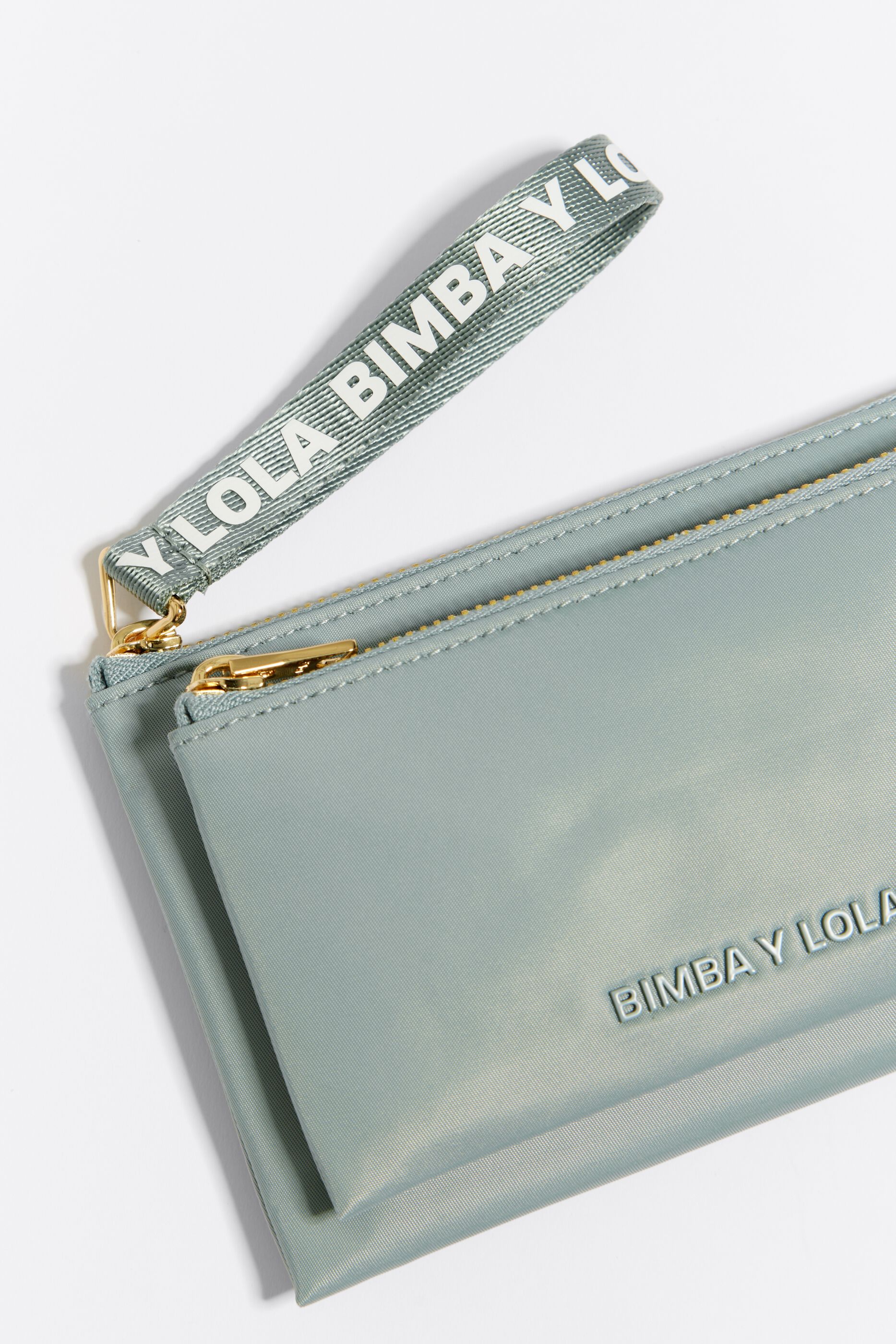 Aquamarine nylon double purse
