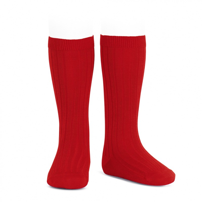 Condor Condor chaussettes hautes côtelées rouge