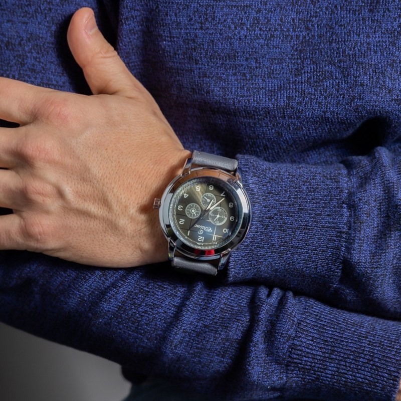 Montre Homme CHTIME bracelet Cuir Gris