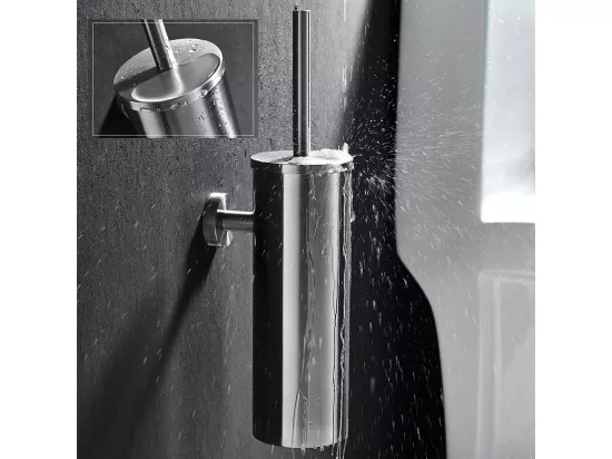 Porte Brosse Toilette Acier Inoxydable Brosse WC Mural +Bonde Lavabo Bonde Pop-up avec Trop-plein Automatique Universelle
