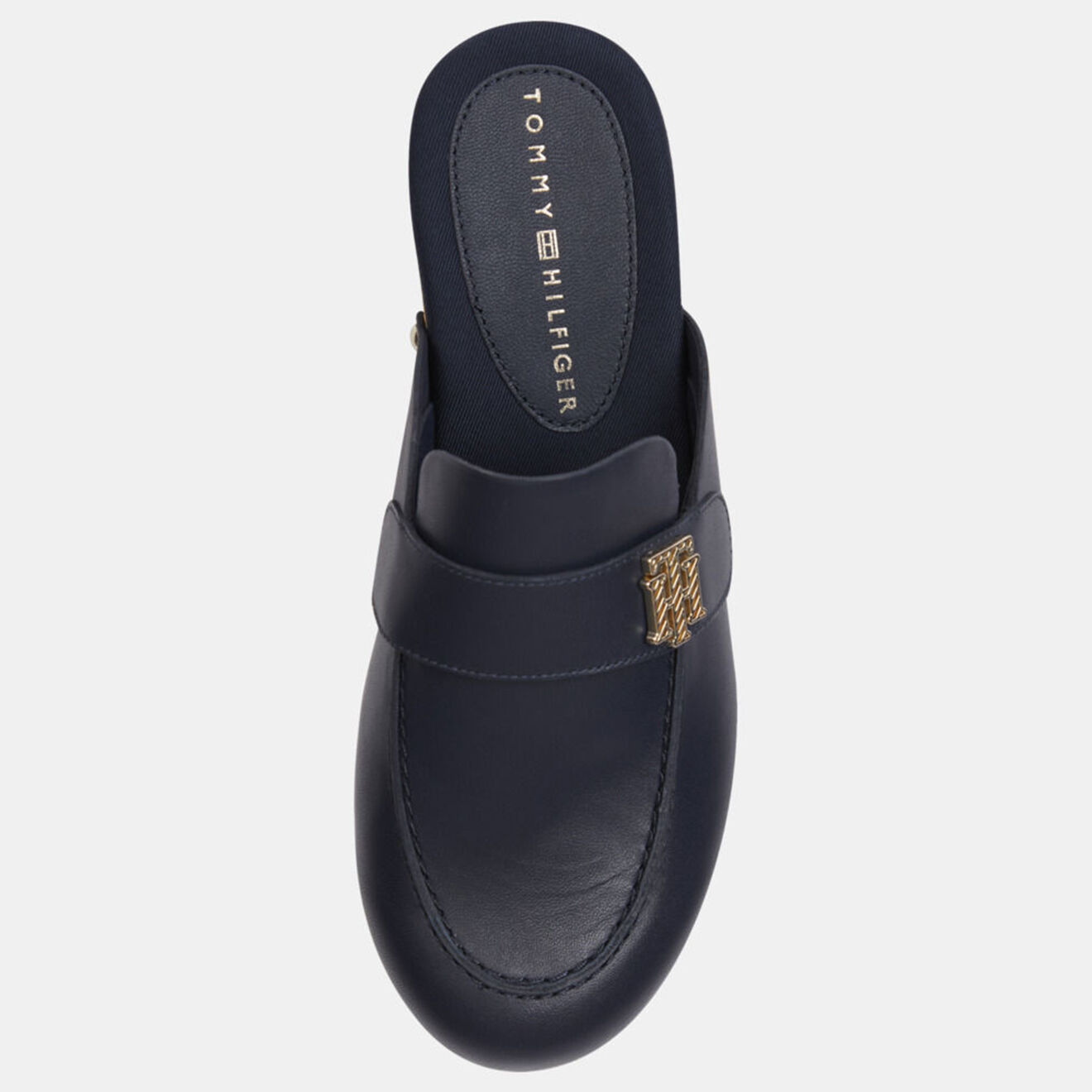 Tommy Hilfiger Sabots en Cuir Hardware Mid bleu marine
