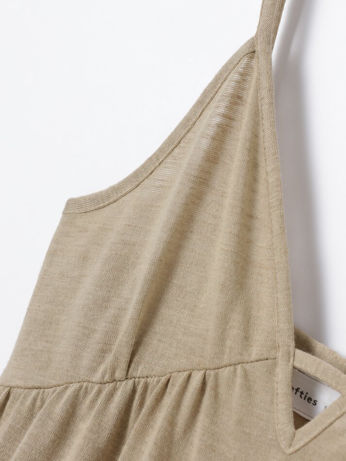 Vestido midi com alças finas e babados - Vigoré Mink