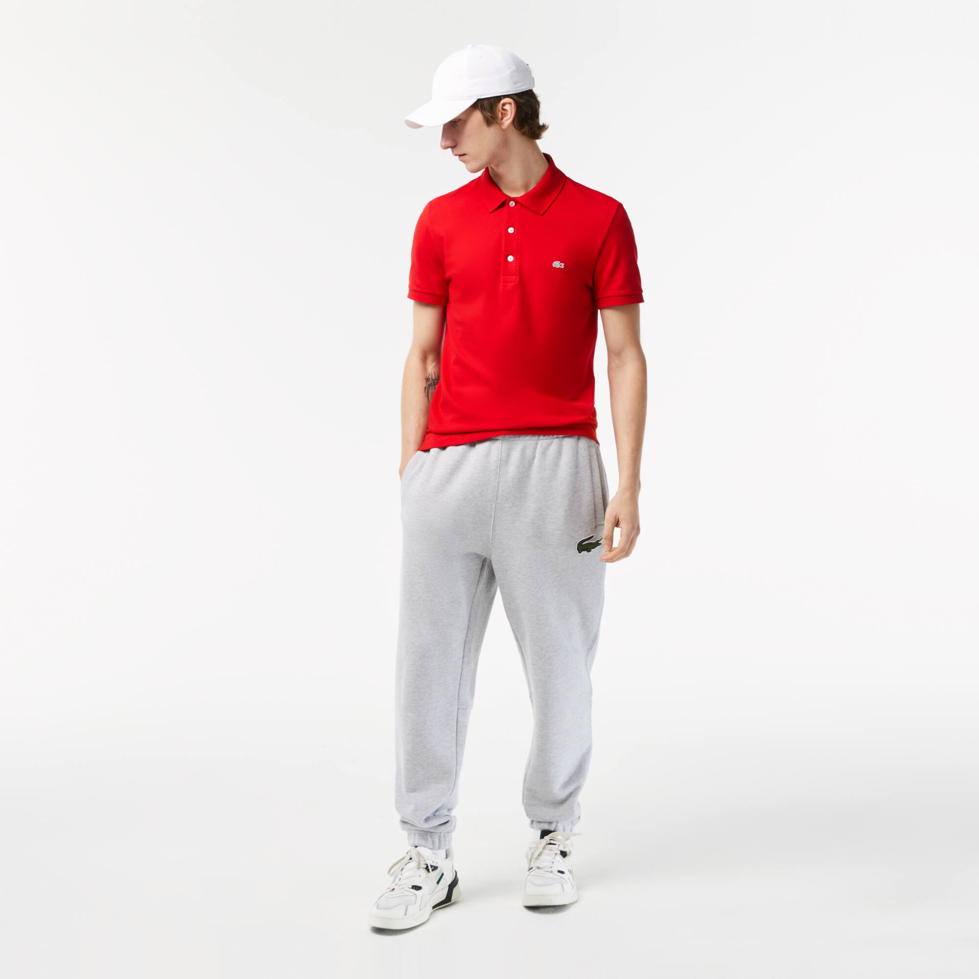 Polo slim fit coton stretch piqué crocodile gris Manches Courtes - Rouge - Lacoste - Homme