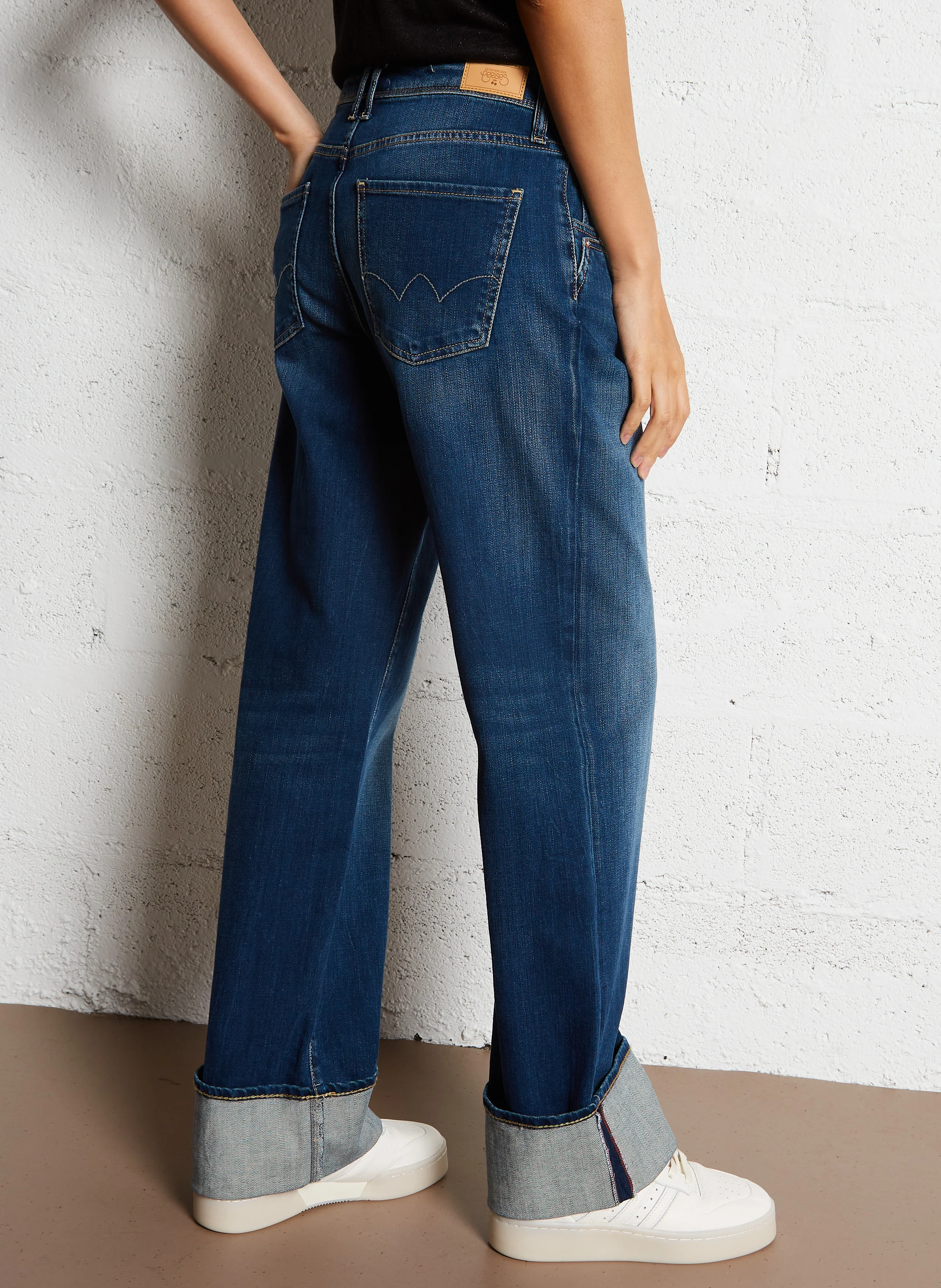 400/28 - Jean large taille haute | Bleu