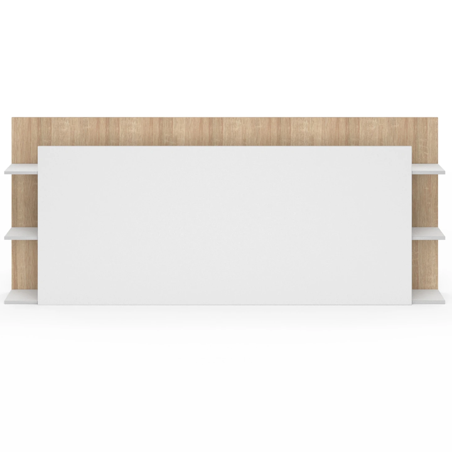 Tête de lit sur pied CIRI pour lit 140 et 160 cm avec rangements blanc et bois