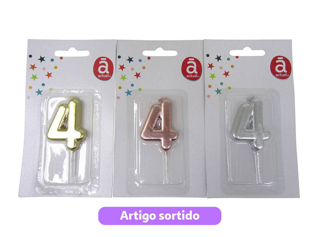 VELA ANIVERSÁRIO Nº4 ACTUEL CORES SORTIDAS
