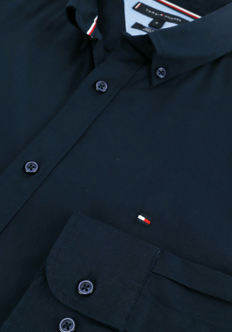 TOMMY HILFIGER blauwe tommy hilfiger casual overhemd core stretch slim poplin shirt