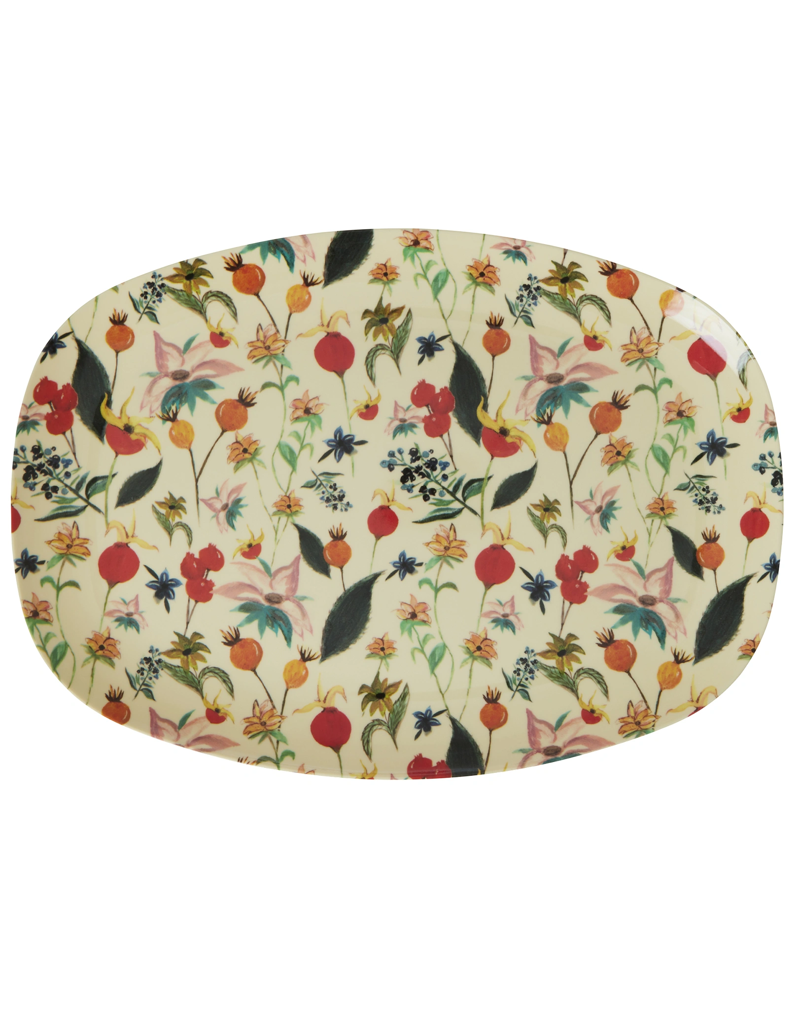 Melamin-Servierteller WINTER ROSEBUDS in creme