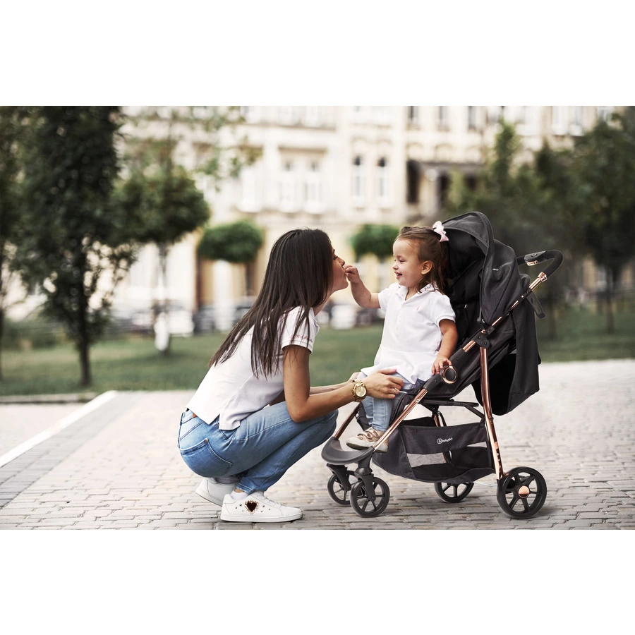 babyGO Kombikinderwagen 3 in 1 Black Rosegold