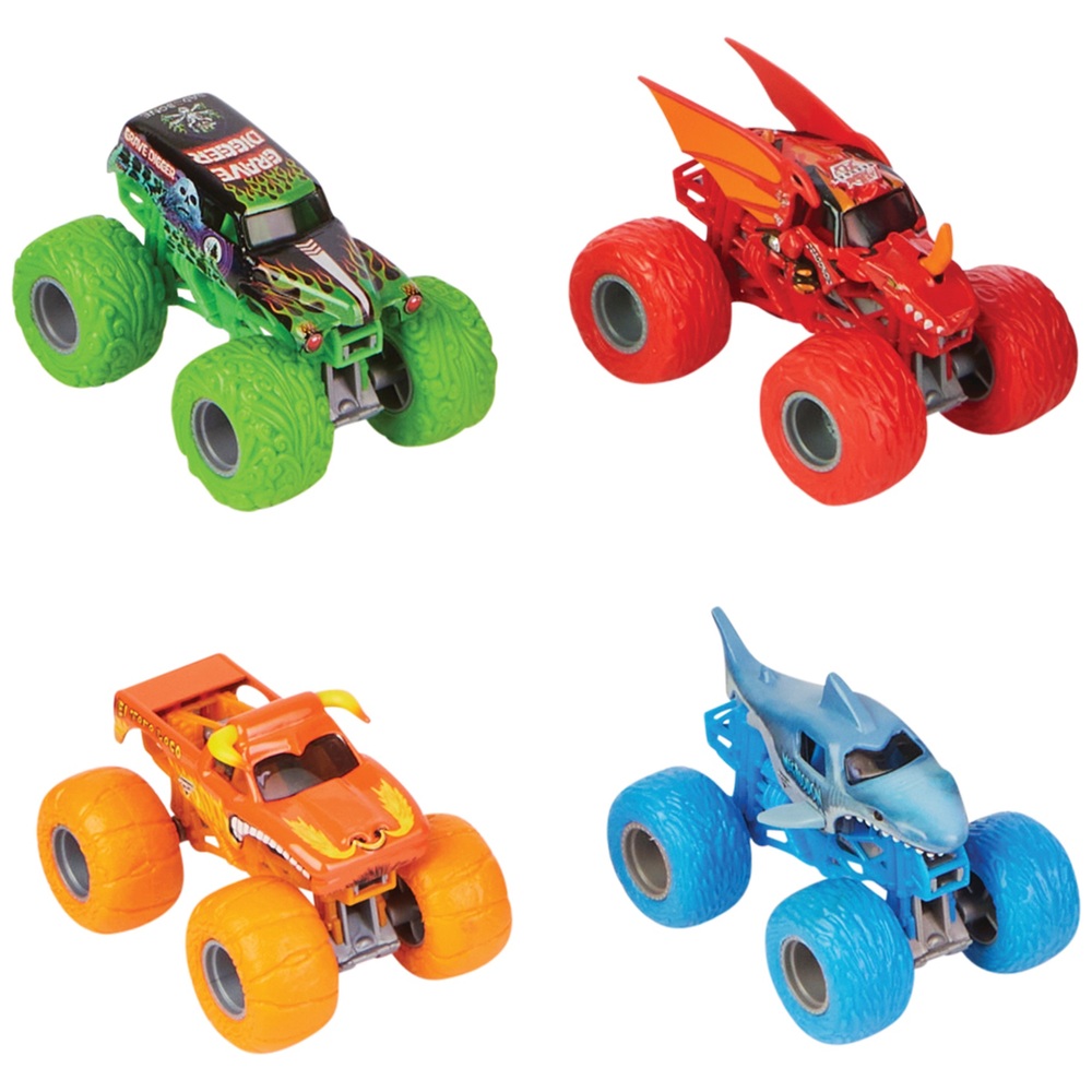 Monster Jam Offizielles 1:64 Megalodon 4er-Pack Monster Trucks