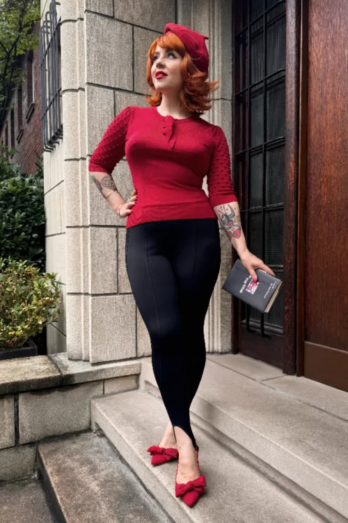 Topvintage Boutique Collection Milly gebreide top in rood