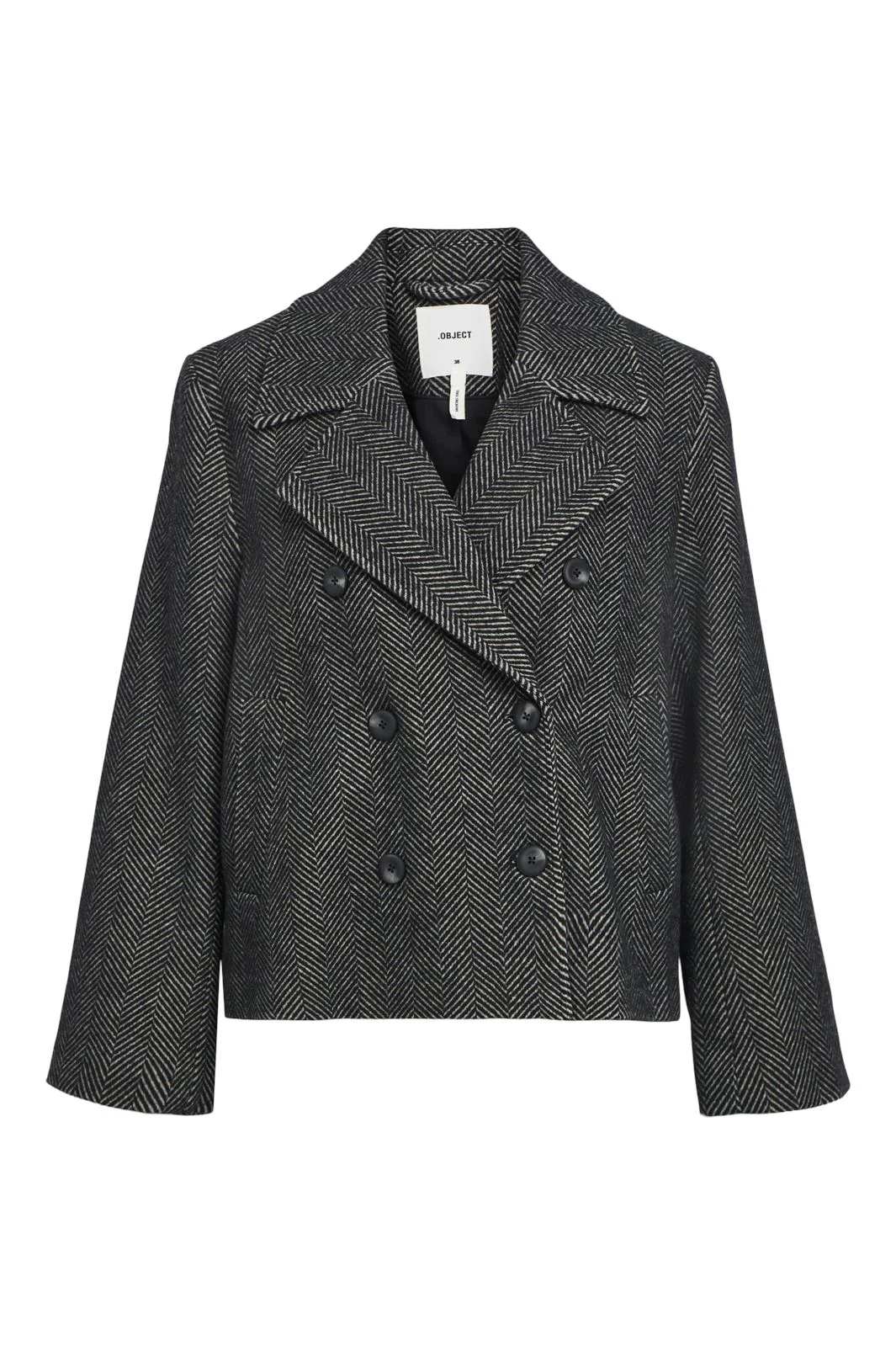 Object Objkeily Short Jacket 4535440 medium grey melange black herringbone