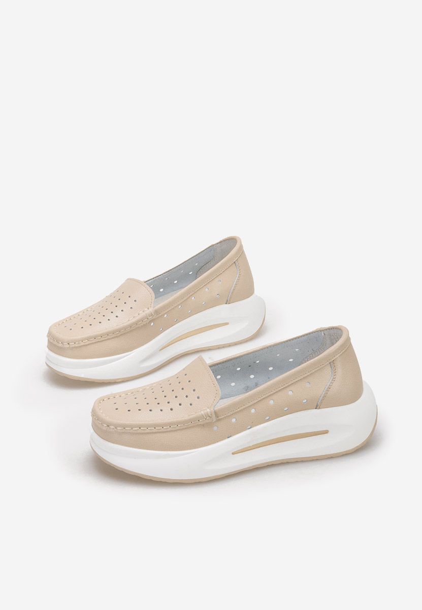 Mocassins à semelle épaisse beige Laurea