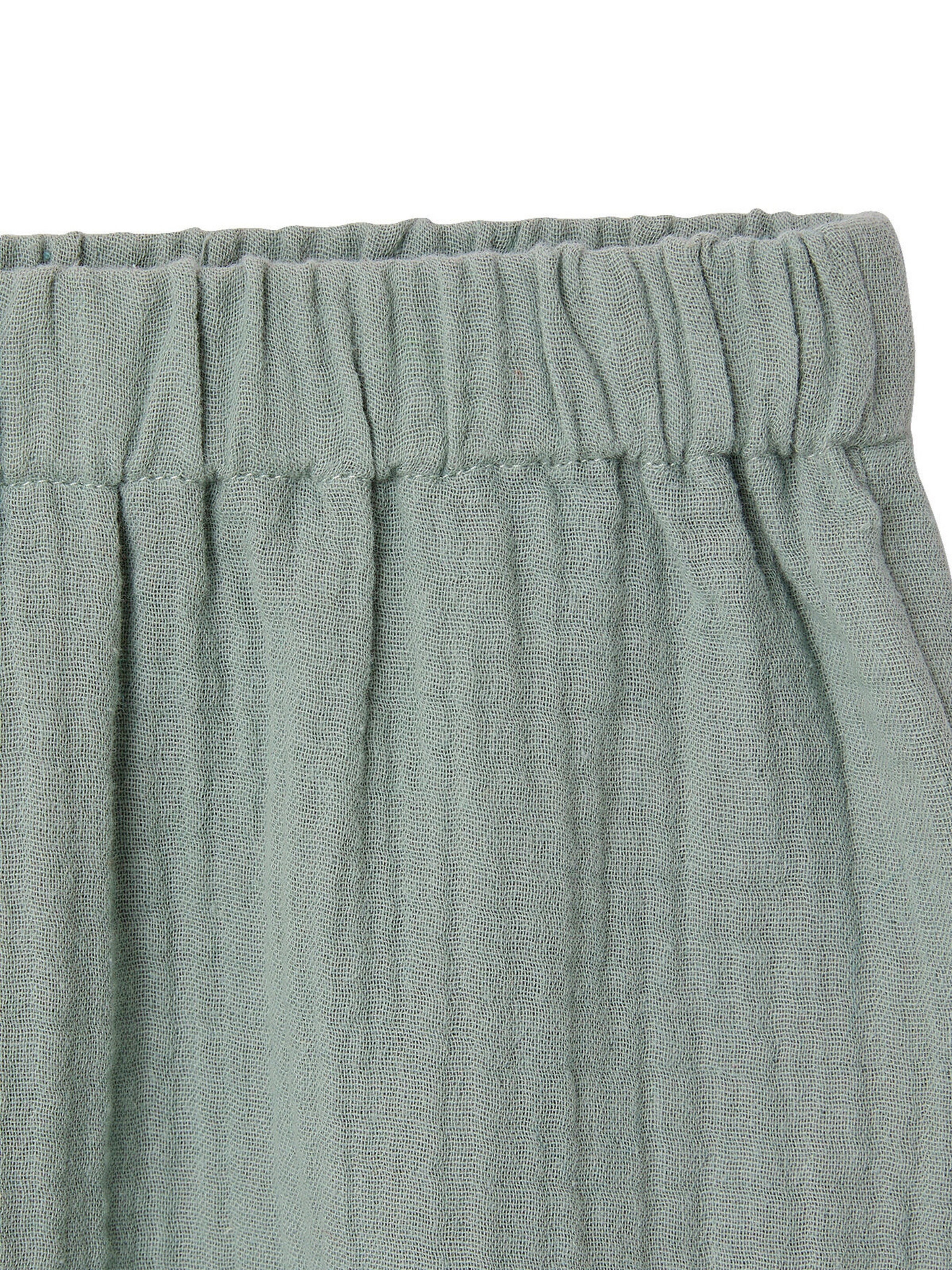 Vertbaudet Mädchen-Set: geblümte Bluse & Musselin-Shorts salbeigrün