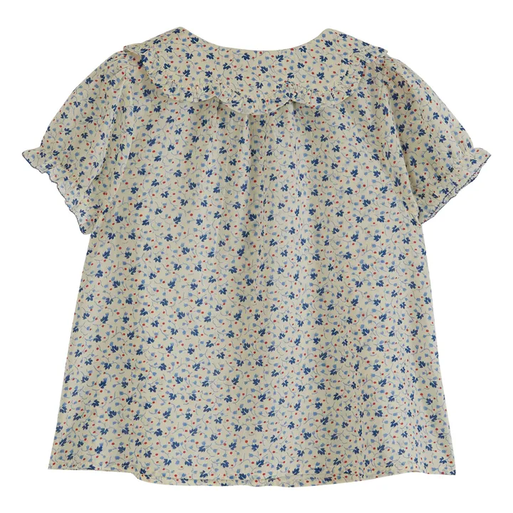 Emile et Ida Blouse Col Claudine Fleurie | Bleu
