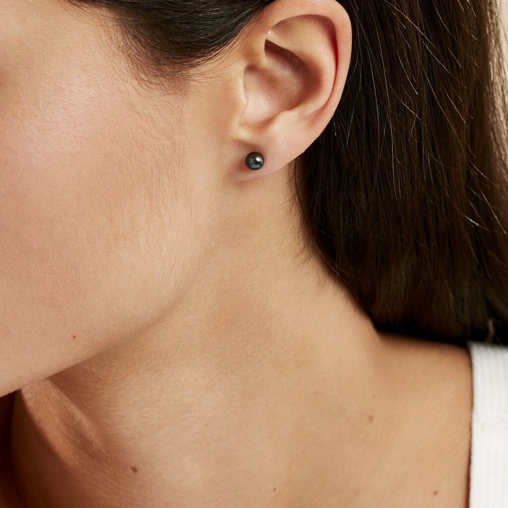 Boucles D'oreilles Puces Micaelle Teintees Or Jaune Perle De Culture