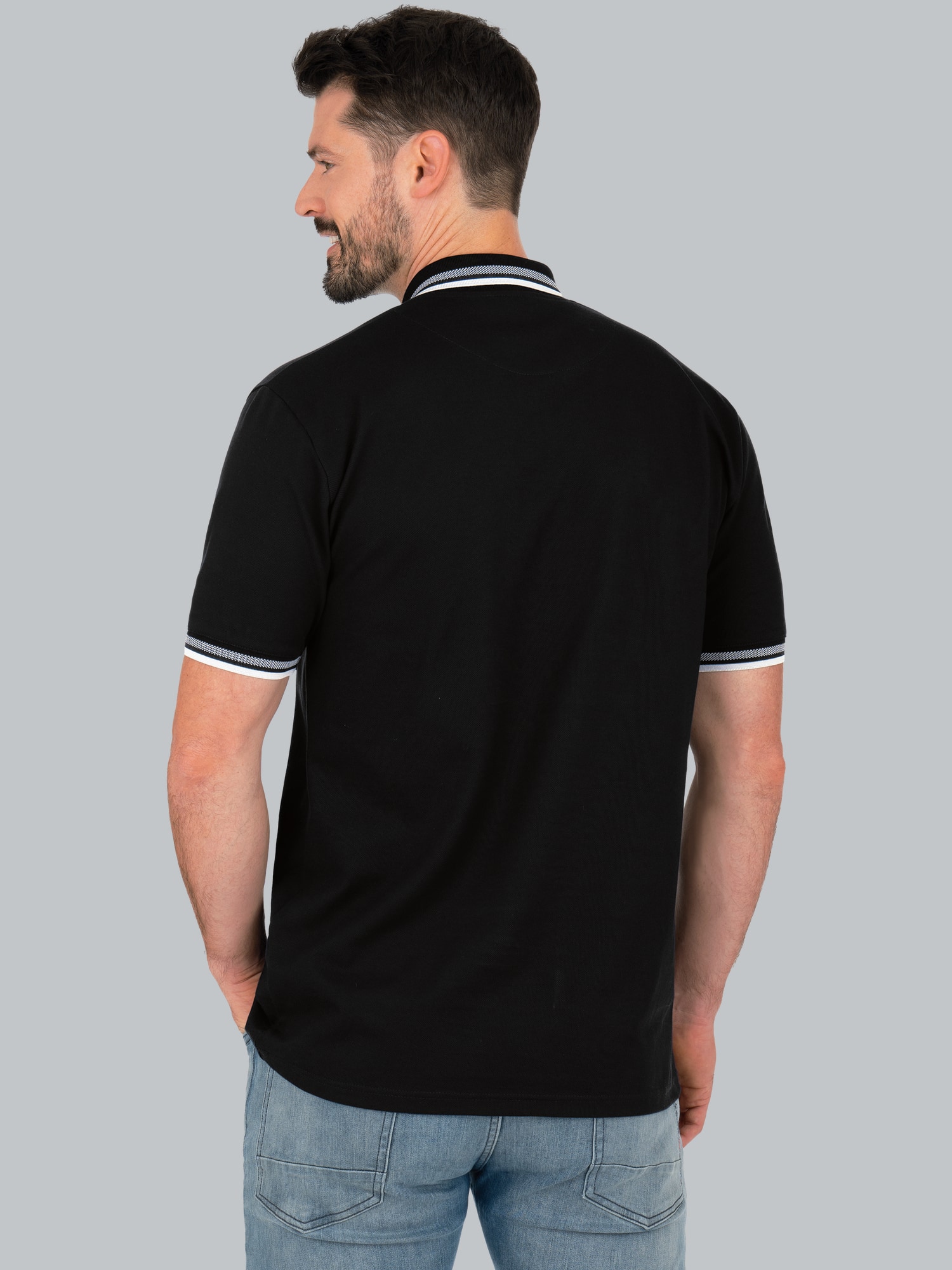 Poloshirt mit Reißverschluss Schwarz