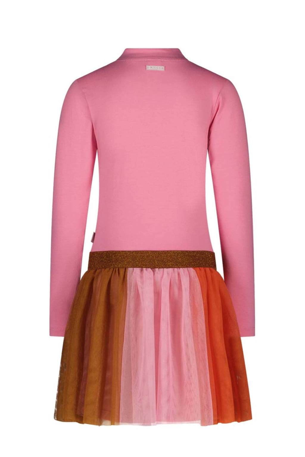 B.Nosy jurk Dani met mesh zoetroze/oranje/bruin