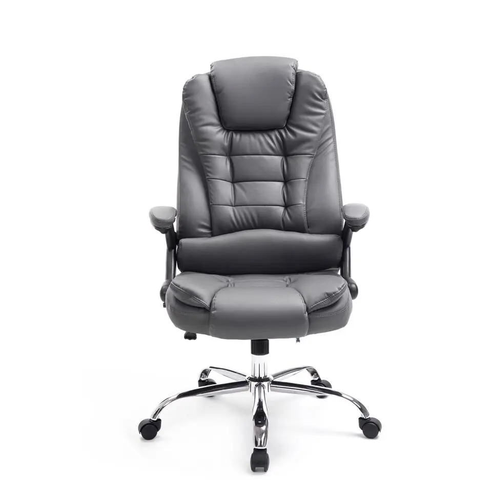 CLP Bureaustoel Thor chroom Frame - Kunstleer - grijs