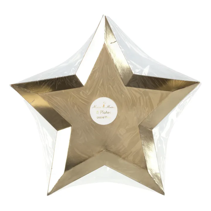 Meri Meri Assiettes étoiles en feuille d'or - set de 8