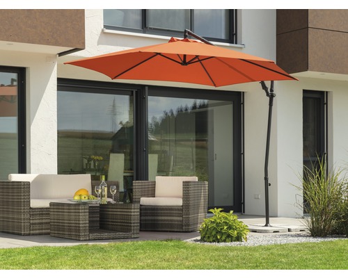 Cantilever parasol Schneider Genoa Ø 300 cm H 255 cm terracotta