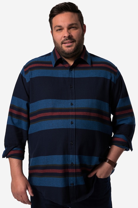 Men+ Streifen-Flanellhemd, Langarm, Kentkragen, Modern Fit, bis 8 XL