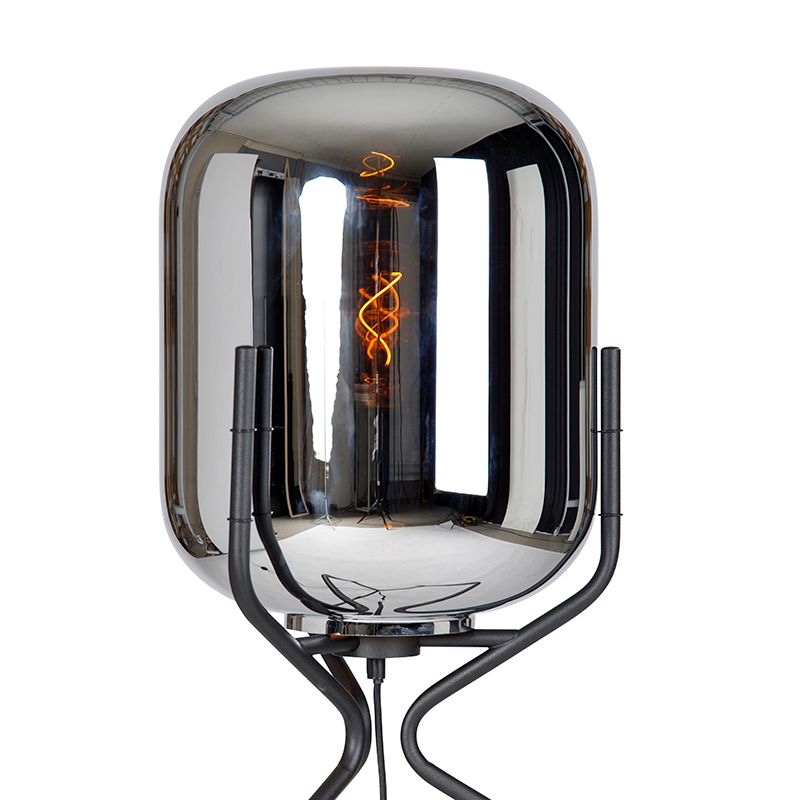 Design vloerlamp zwart met smoke glas - Bliss