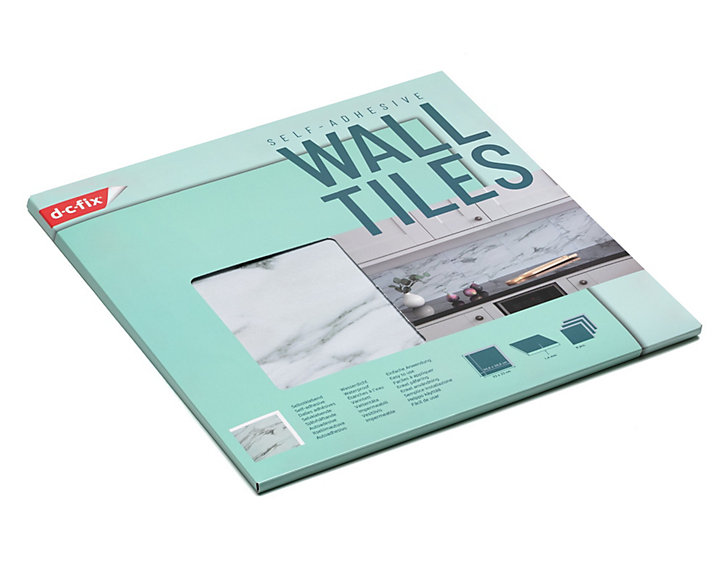 Lot de 6 dalles adhésive murales Wall Tiles DC FIX Carreaux de ciment marbre gris clair L. 30,5 x l.30,5cm