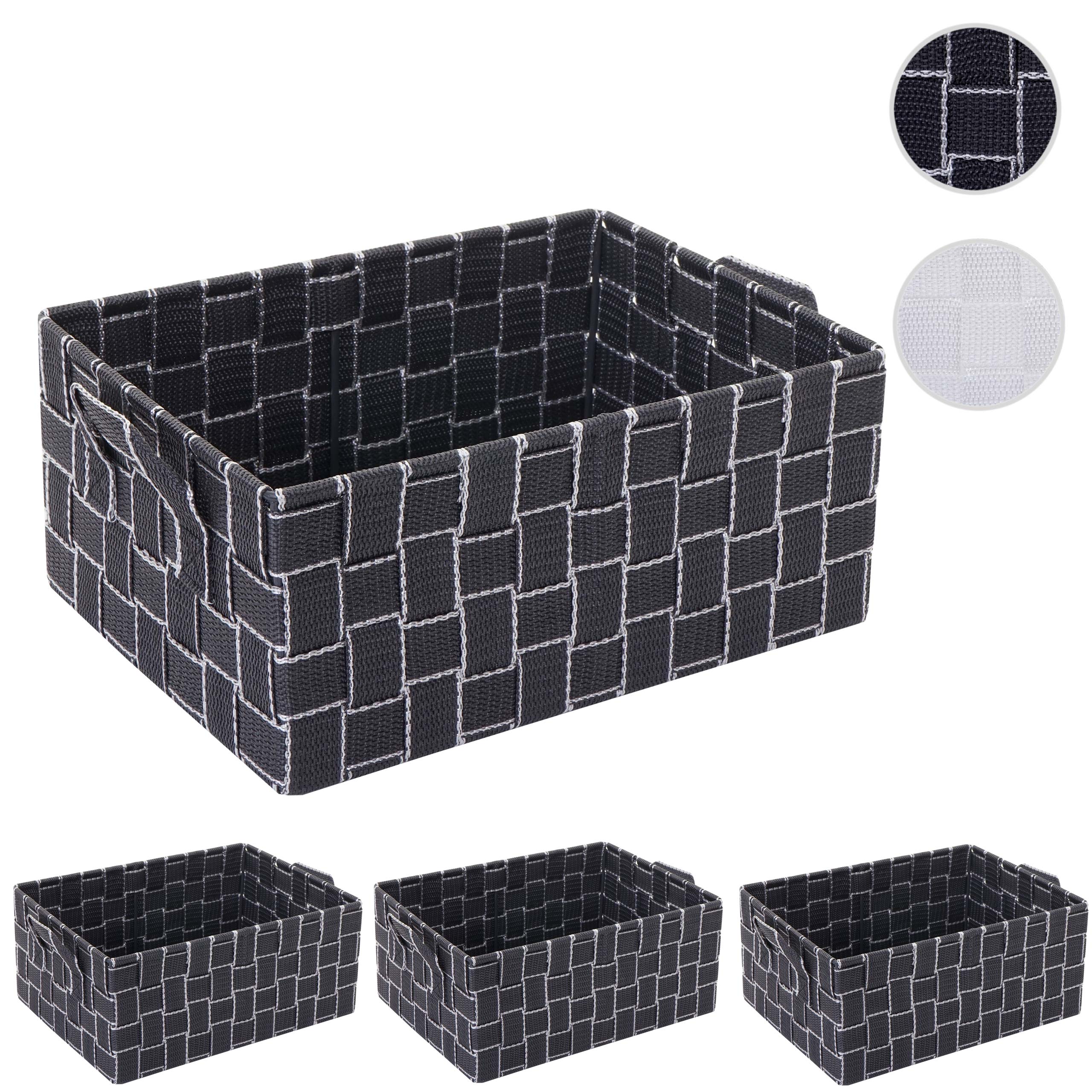 4er-Set Aufbewahrungskorb MCW-C37, Dekokorb Korb Körbchen Aufbewahrung Regalkorb Deko 12x28x20cm ~ dunkelgrau