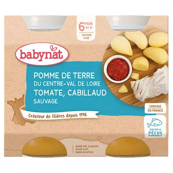 Lancheira Babybio Orgânica de Batata, Tomate e Bacalhau +6 meses 2 x 200g