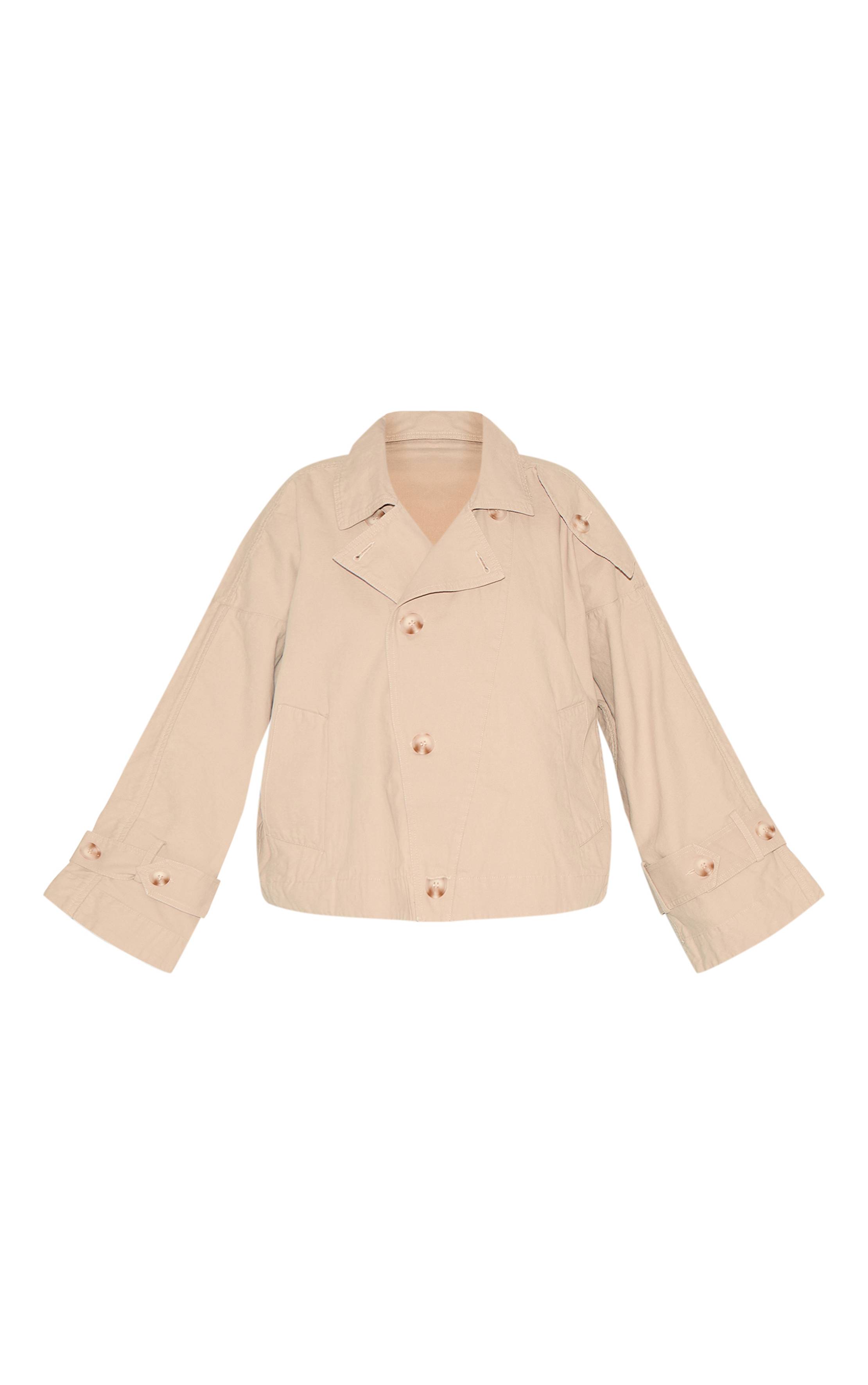 Gris Pierre Trench-coat En Toile À Détail Cache-cœur