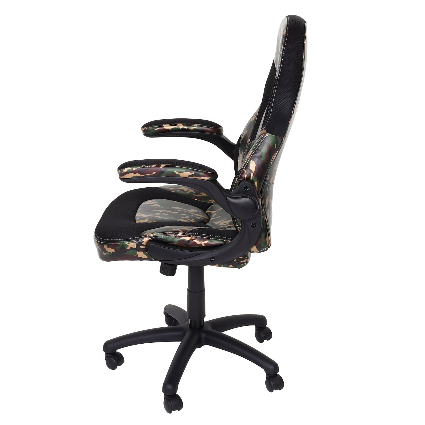 Bürostuhl MCW-K13, Drehstuhl Gamingstuhl, ergonomisch, verstellbare Armlehne, Kunstleder ~ camouflage-schwarz