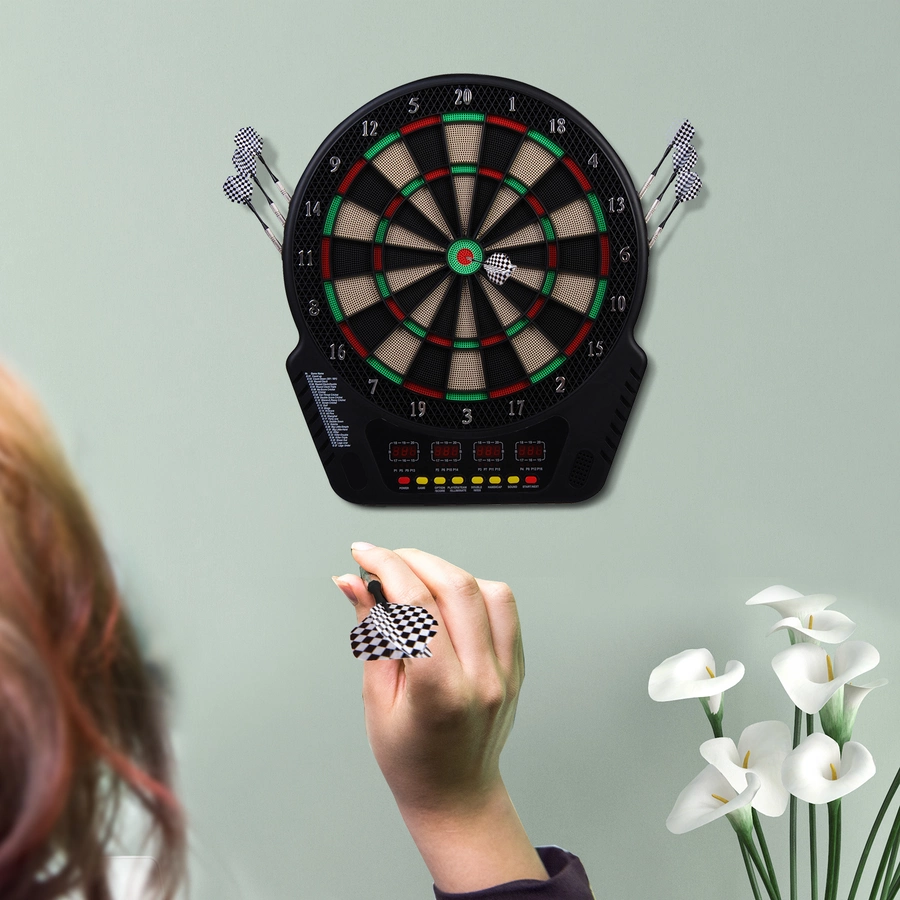 HOMCOM Elektronische Dartscheibe für bis zu 16 Spieler schwarz