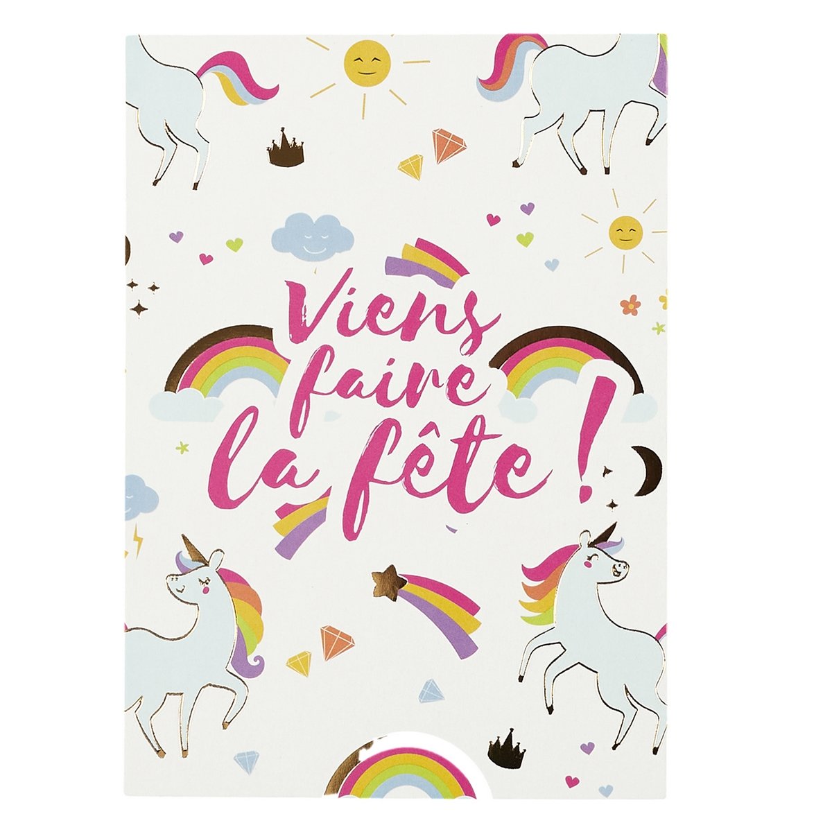 6 cartes d'invitation Licorne