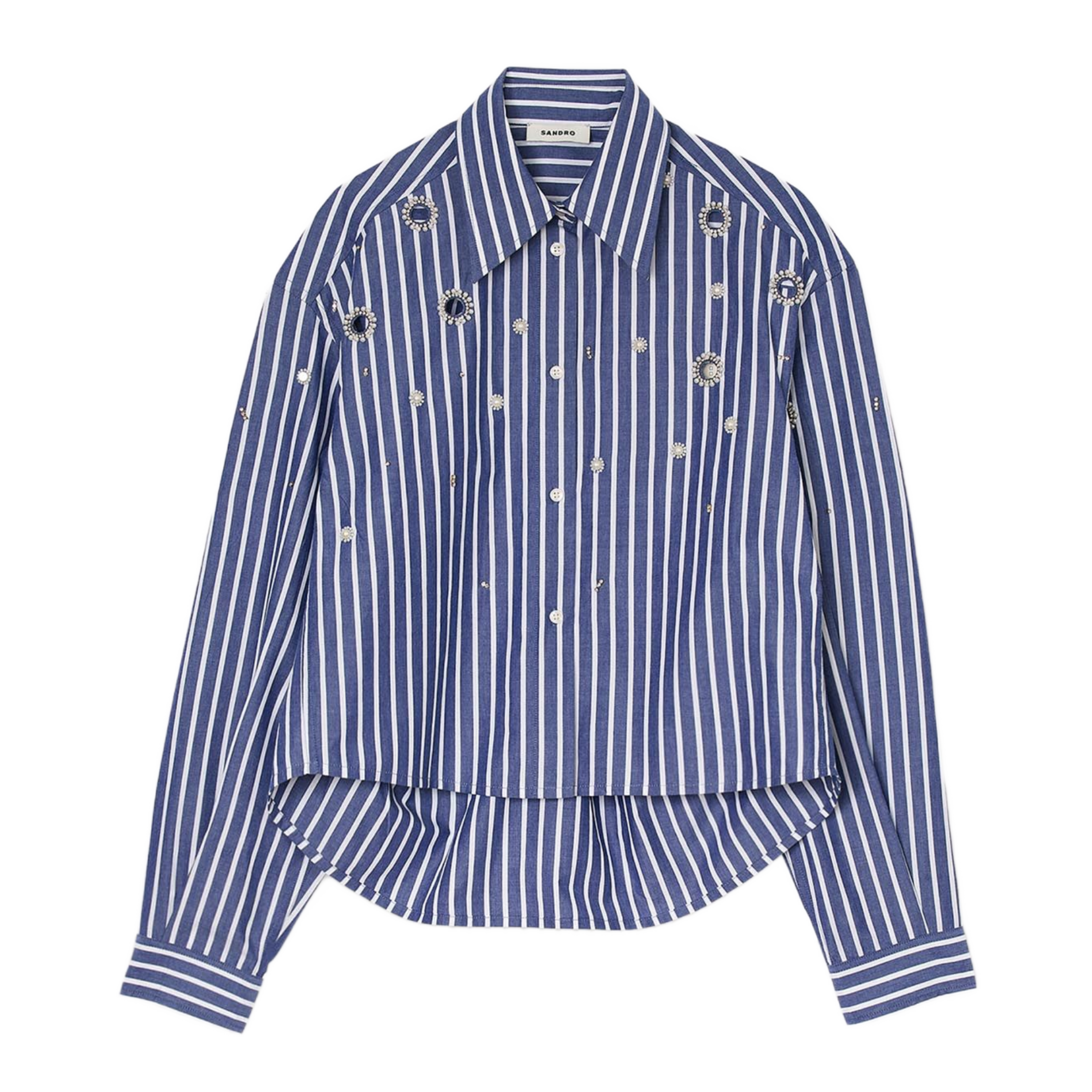 Chemise droite col classique en coton | Bleu