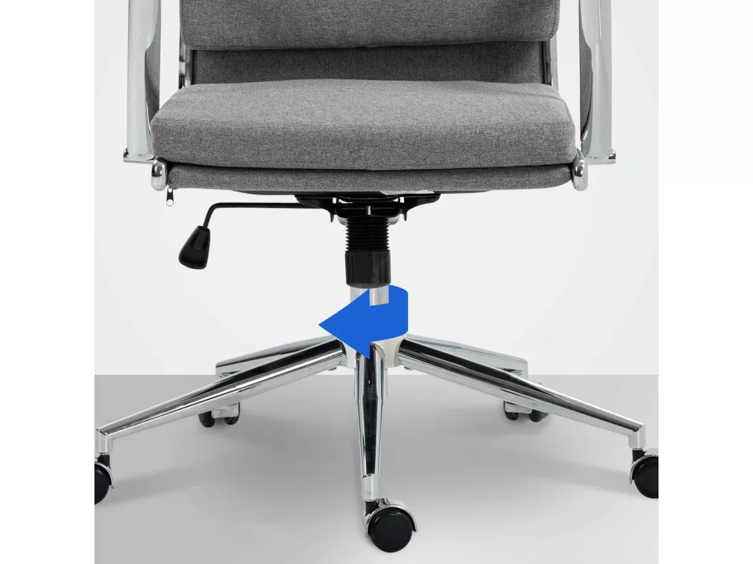 Chaise de bureau - Tissu & Métal chromé - Gris - Cleveland