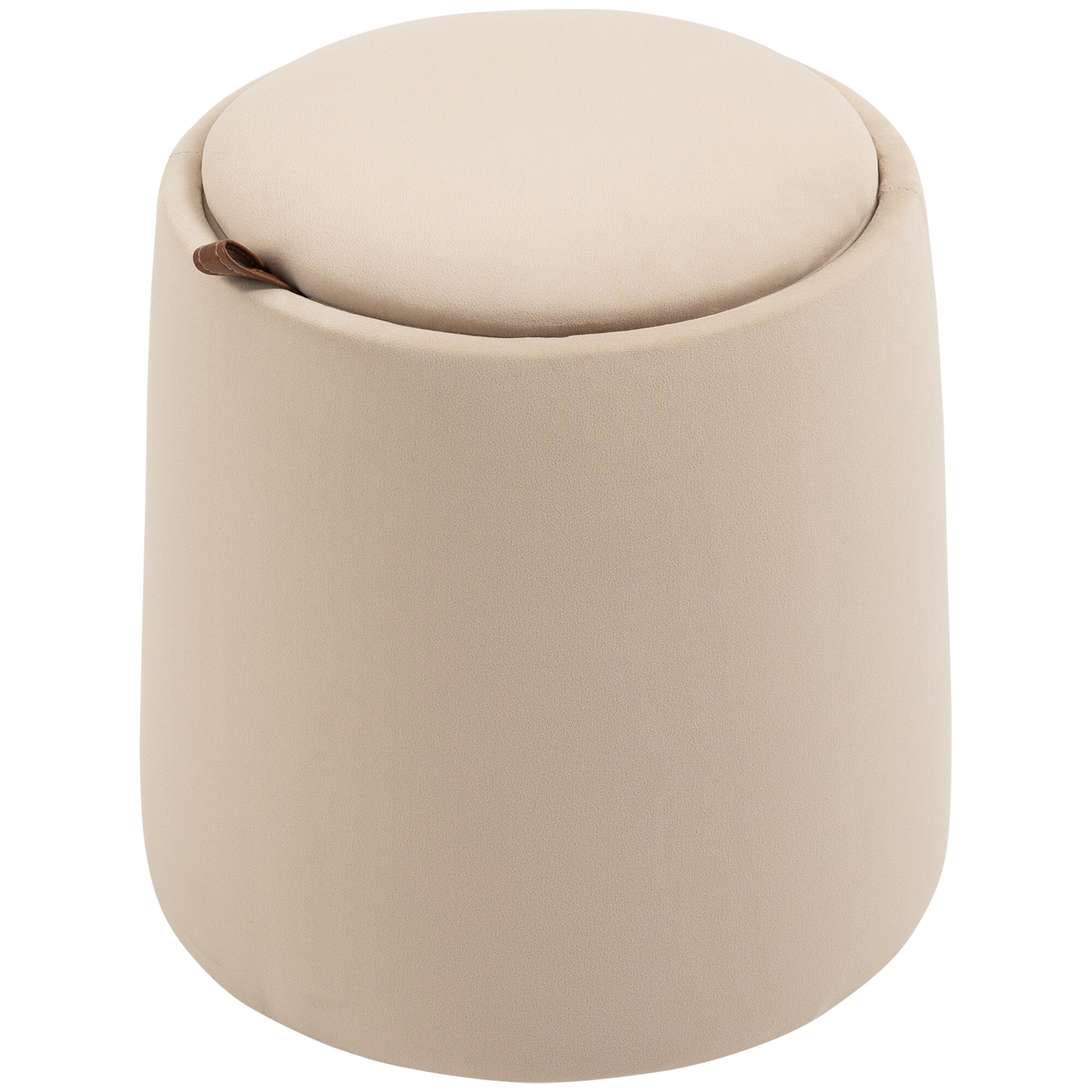 HOMCOM Aufbewahrungs-Ottomane mit Stauraum beige Ø44 x 47,5Hcm