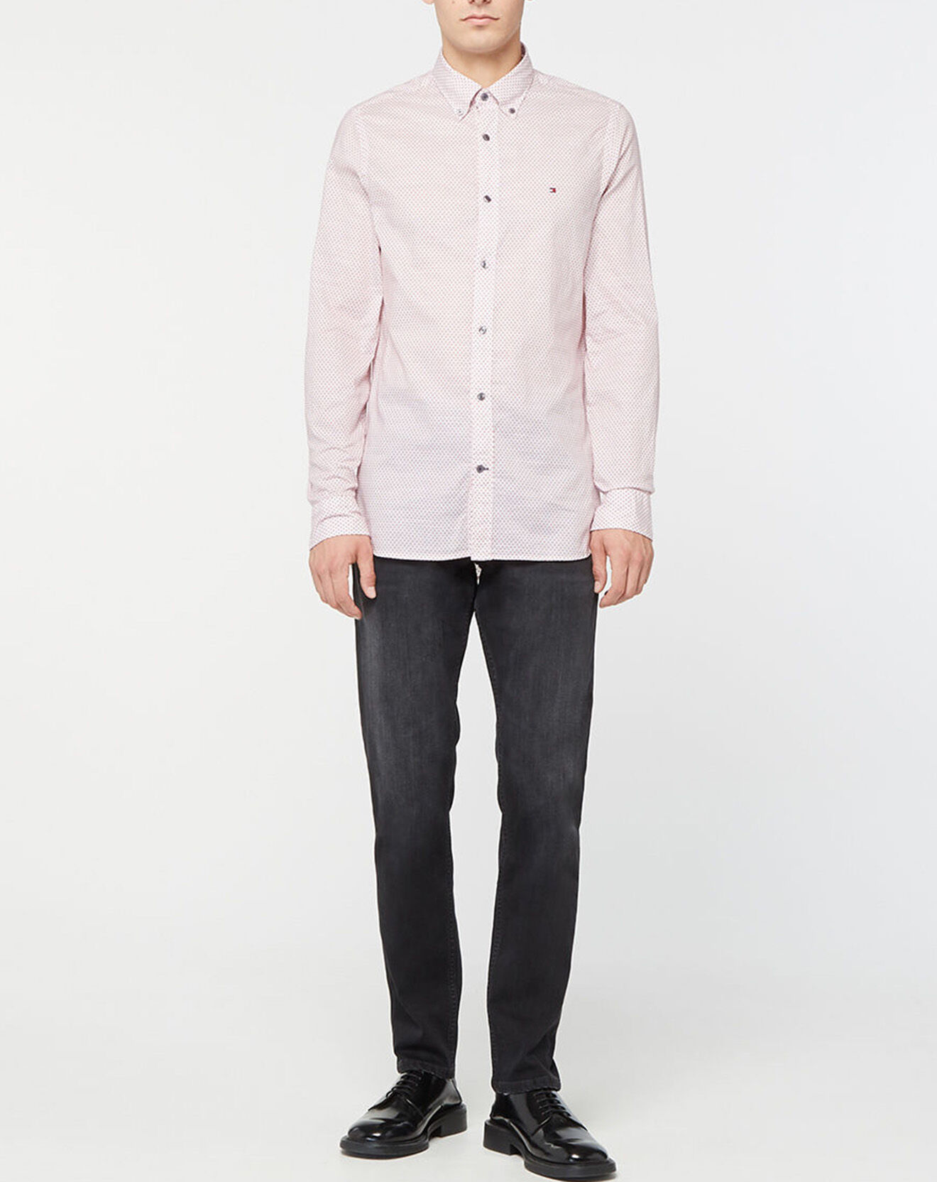 Tommy Hilfiger Chemise Slim Oxford imprimée blanc/rose